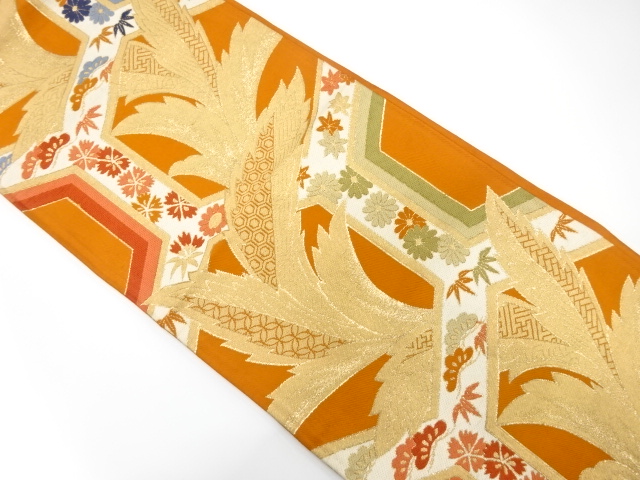 JAPANESE KIMONO / ANTIQUE FUKURO OBI / SILK / WOVEN PLANTS